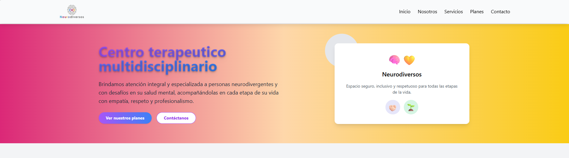 Captura de pantalla del sitio web del Centro Terapéutico Neurodiversos